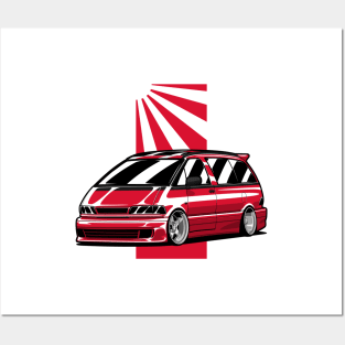 Red Estima Previa Classic JDM Legend Posters and Art